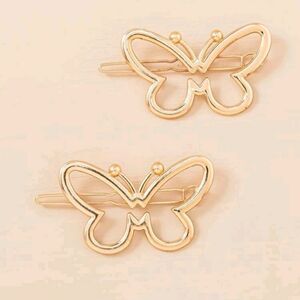 Gold Butterfly Hair Clips 2pc